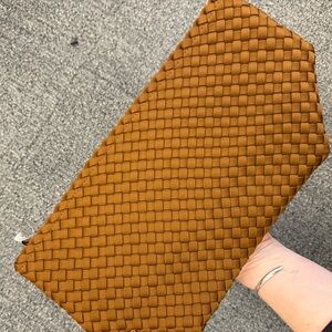 Naghedi Woven Portofino Cosmetic Clutch in Caramel